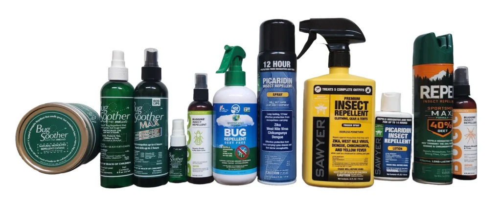 Collection of top-rated sprays and lotions featured in the Best Yard Mosquito Repellent guide.