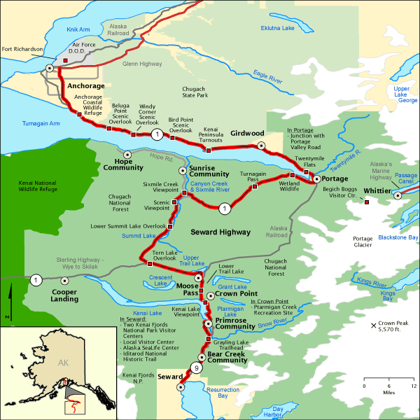 Map of the Seward Highway All-American Road