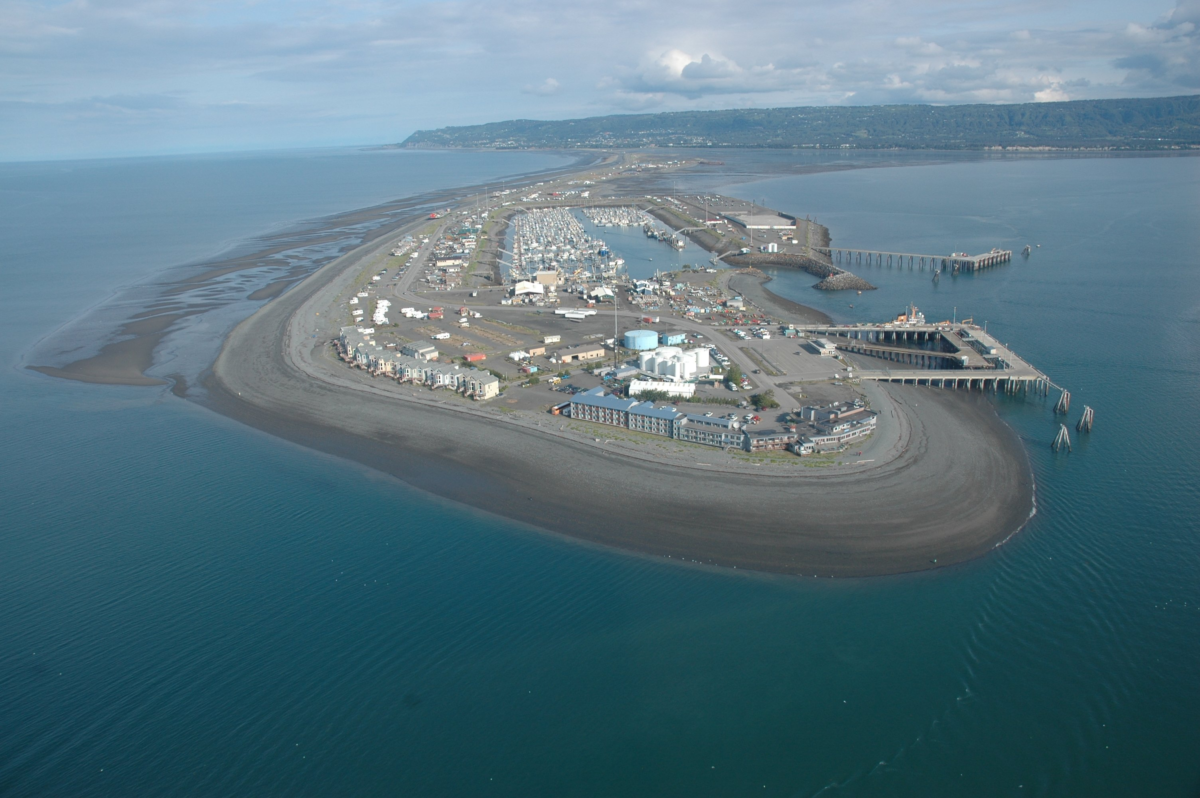 The Coast Guard base and piers at Homer Spit. Alaska, Lower Cook Inlet, Homer