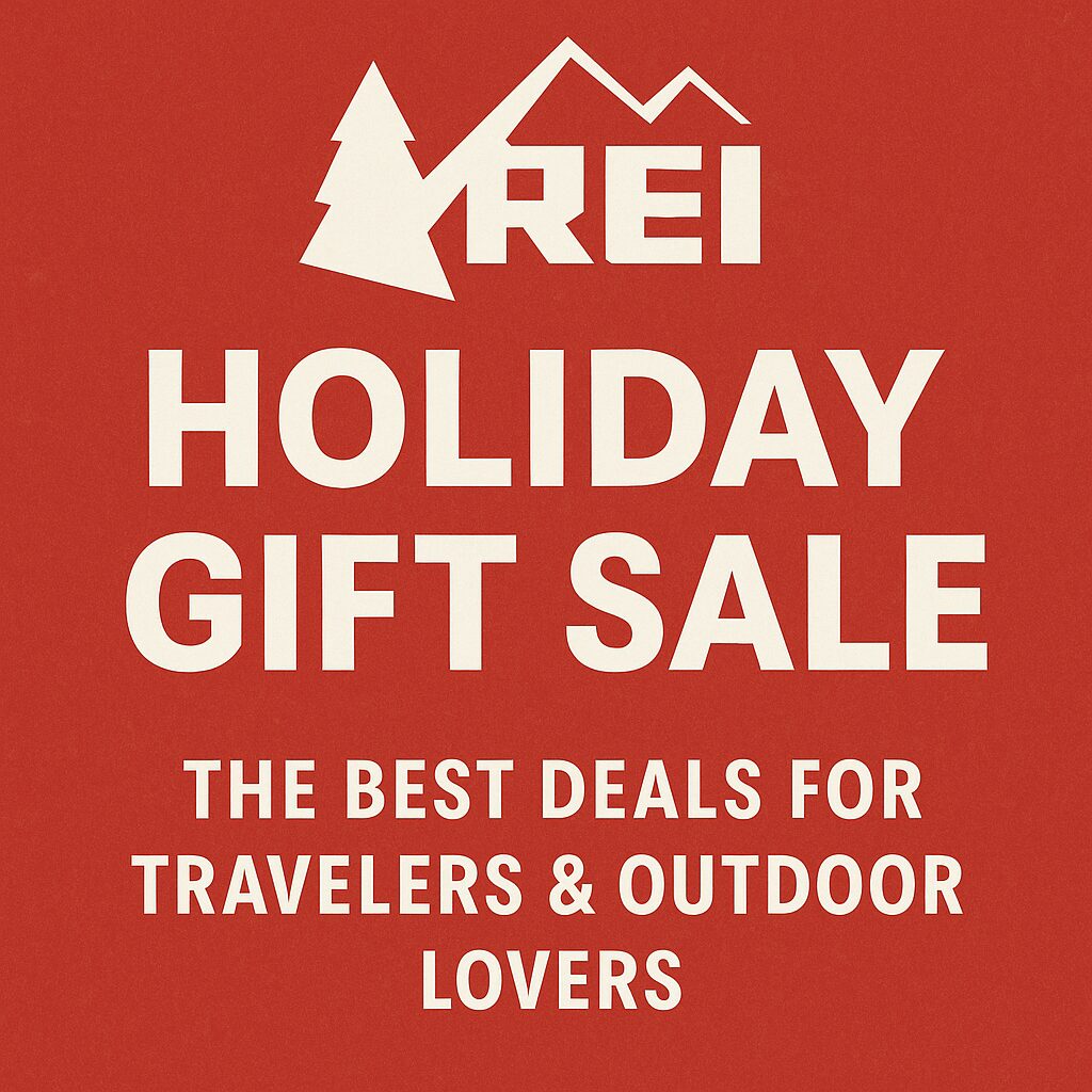 REI Holiday Gift Sale feature image with bold red background and white text
