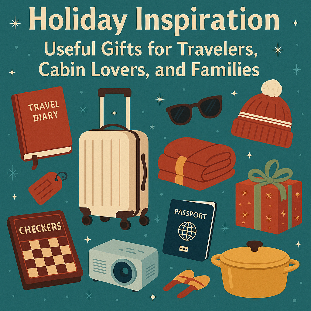 Holiday inspiration gift guide for travelers, cabin lovers, and families