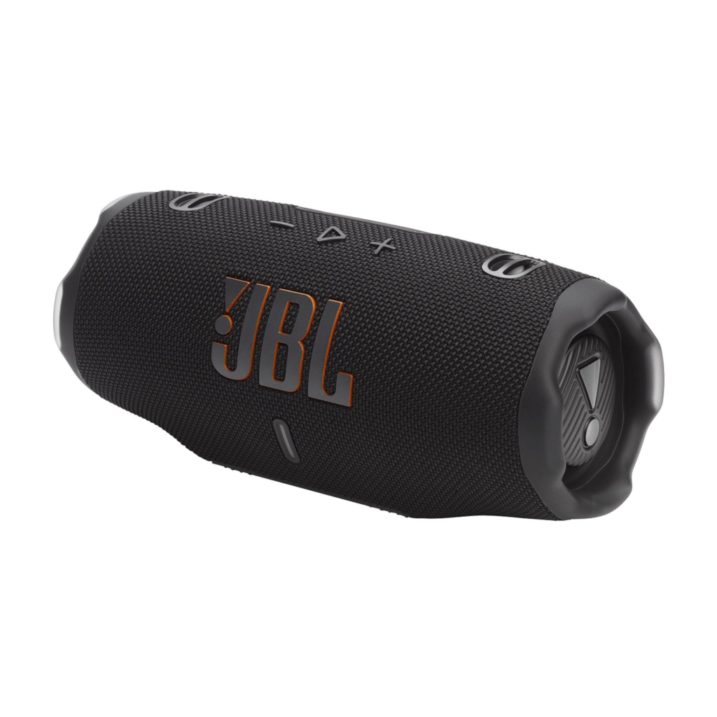 JBL Charge 6 Bluetooth speaker in black with rugged waterproof design
