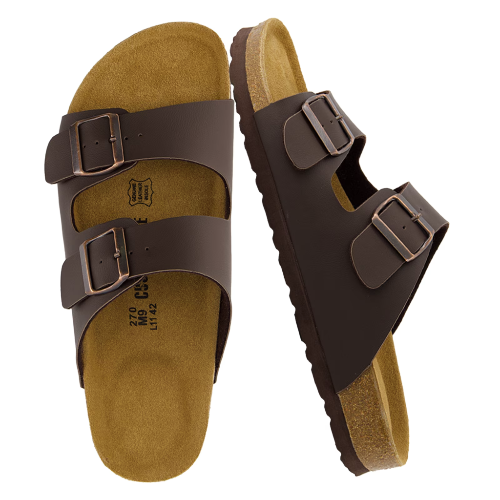 Cushionaire comfort sandals used for casual wear and relaxing travel days.
