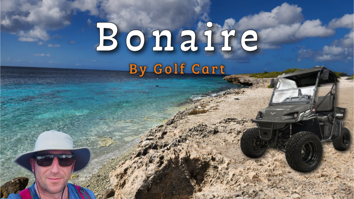 Bonaire coastline explored by golf cart with ocean views and rocky shore near popular stops