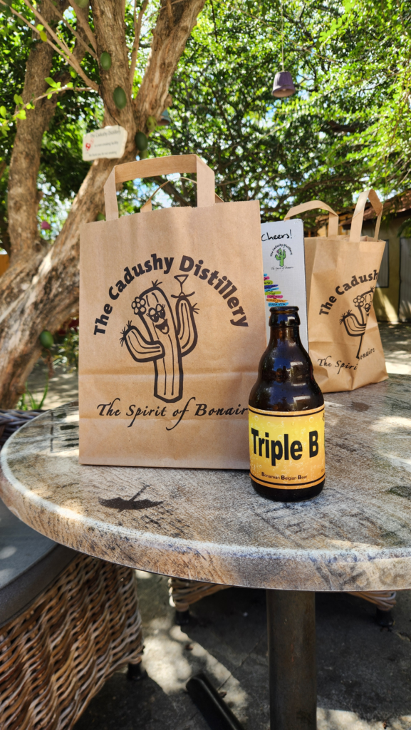 Cadushy Distillery gift bags and cactus-infused beer in Bonaire