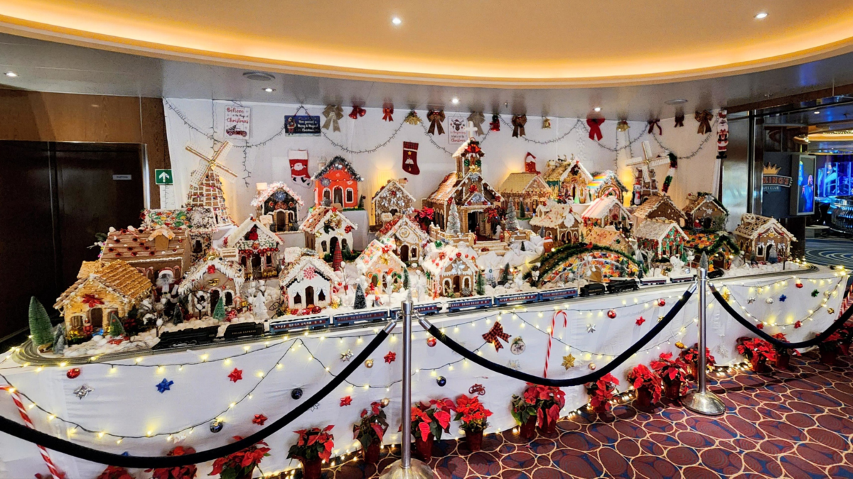 Holiday Display on Holland America Rotterdam - Dohrn Travels Holiday gingerbread display on Holland America Rotterdam cruise ship