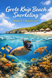 Snorkeling at Grote Knip Beach in Curaçao with clear water and tropical fish