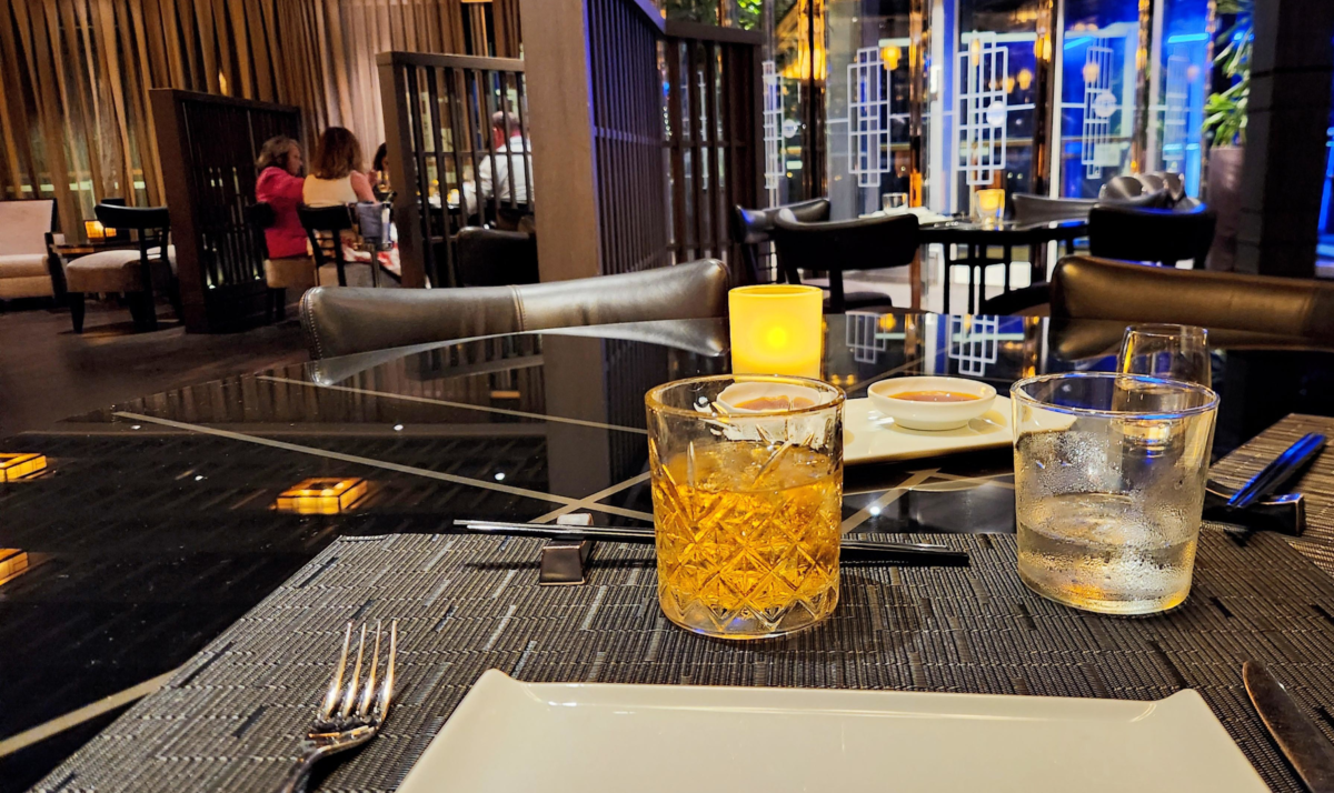 Cocktails at the Morimoto Pop Up Dinner inside Tamarind restaurant. Tamarind Morimoto pop up