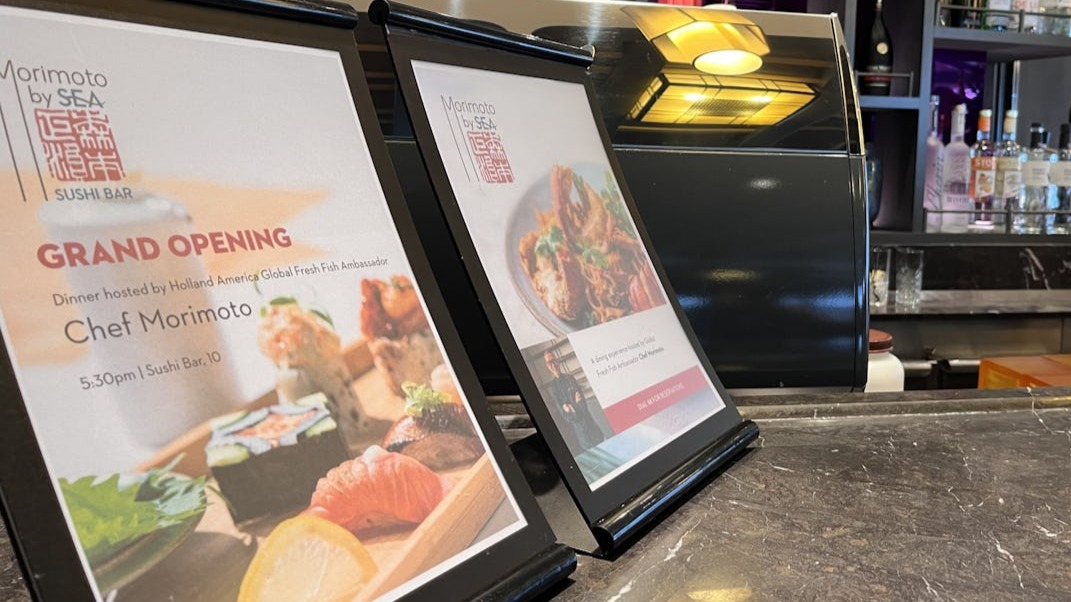 Morimoto by Sea sushi bar signage on Holland America