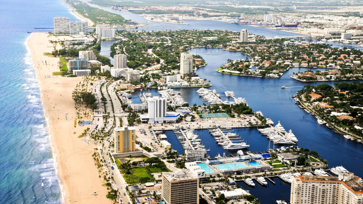 Fort Lauderdale Beach and Marina Aerial View | Dohrn Travels Aerial view of Fort Lauderdale Beach and marina near Port Everglades. where to stay in Fort Lauderdale before cruise