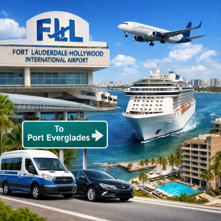 Fort Lauderdale Airport to Cruise Port route from FLL to Port Everglades cruise terminal