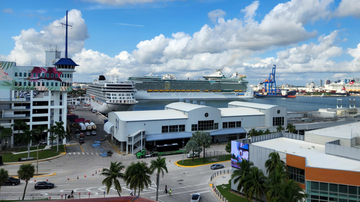 Port Everglades cruise terminals and ships docked in Fort Lauderdale