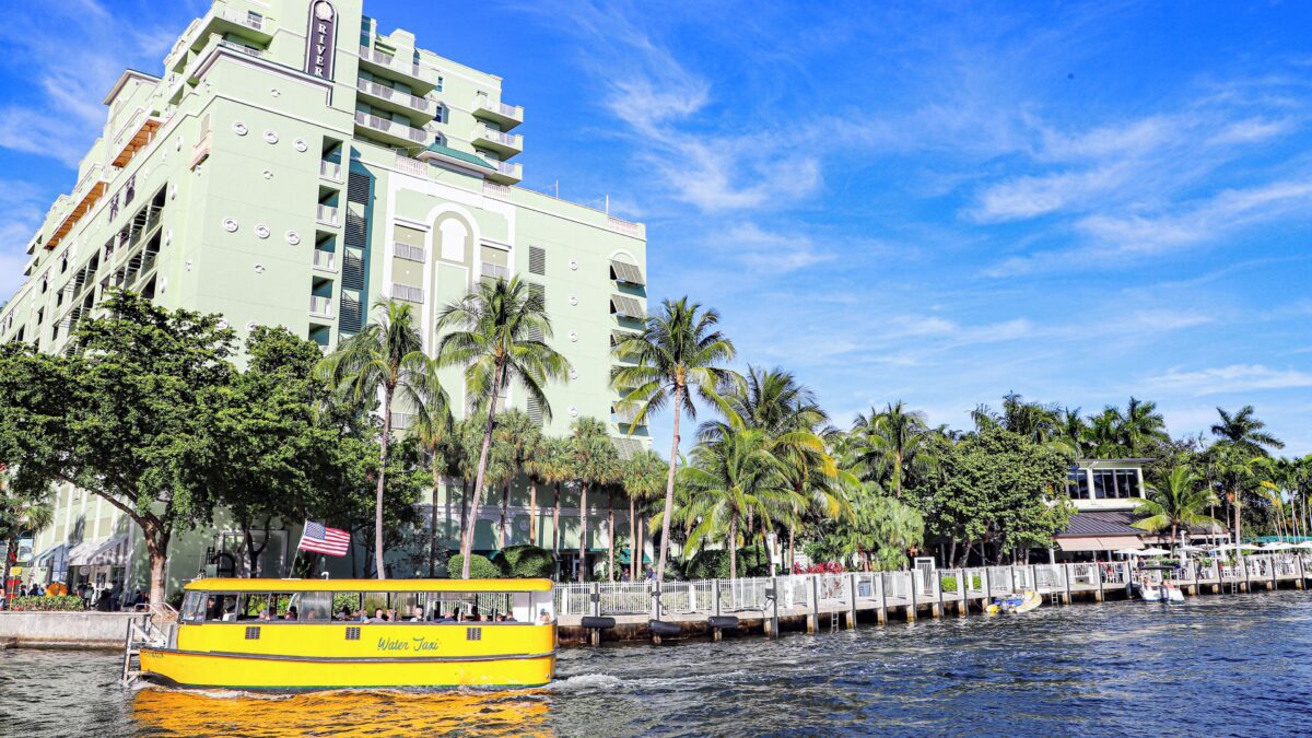Riverside Hotel along the New River in Fort Lauderdale Florida. Water Taxi