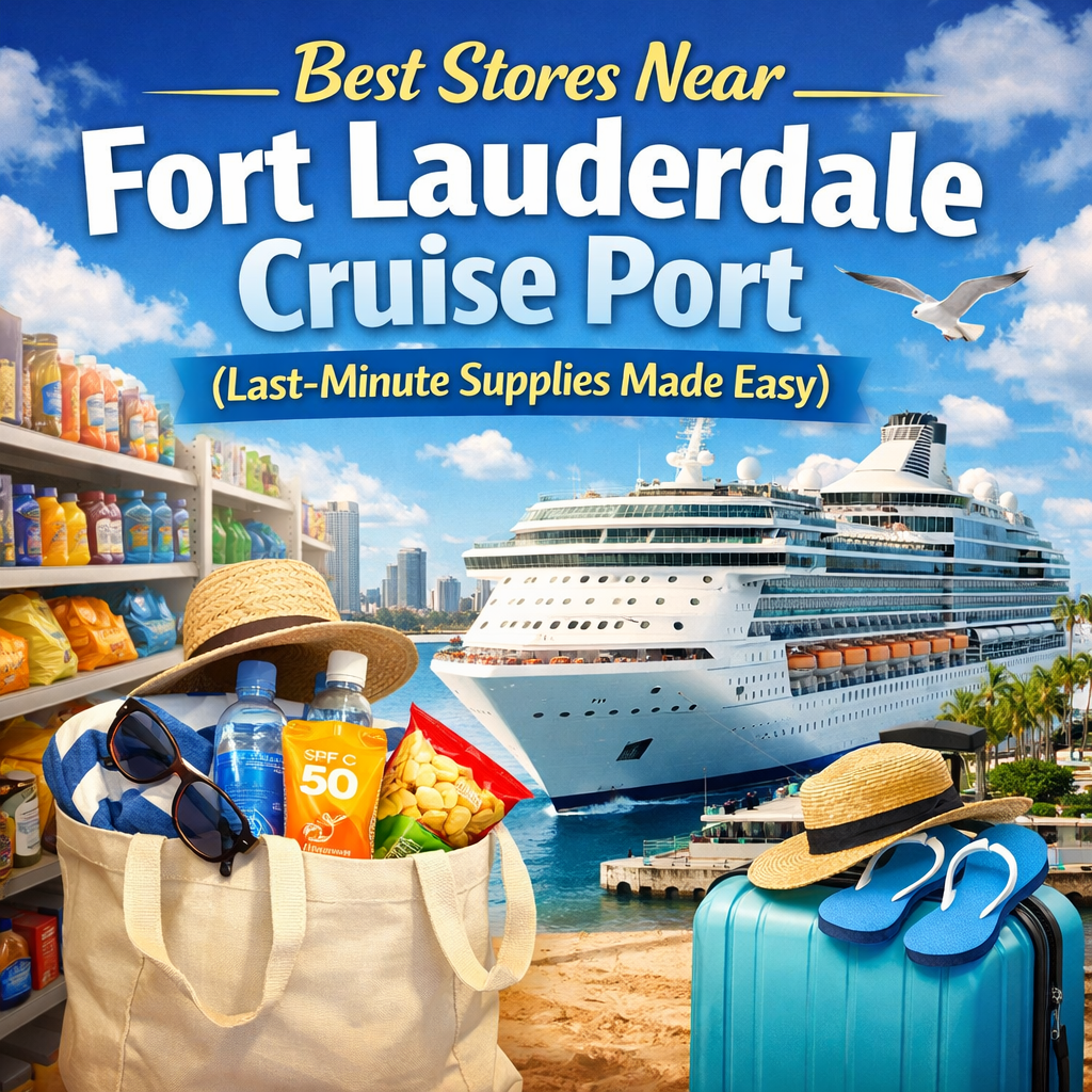 Fort Lauderdale pre-cruise shopping near Port Everglades for water snacks and last-minute supplies