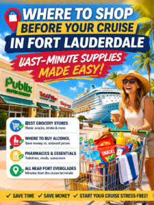 Where to shop near Fort Lauderdale cruise port for water snacks and cruise essentials before boarding