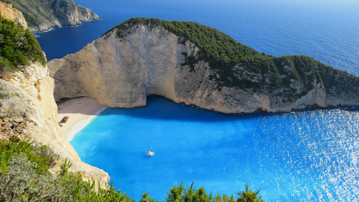 Navagio Shipwreck Beach Zakynthos Greece — a Mediterranean cruise excursion destination with rocky beach terrain