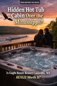 Hidden cabin getaway in Wisconsin at Eagle Roost Resort with river views and quiet setting