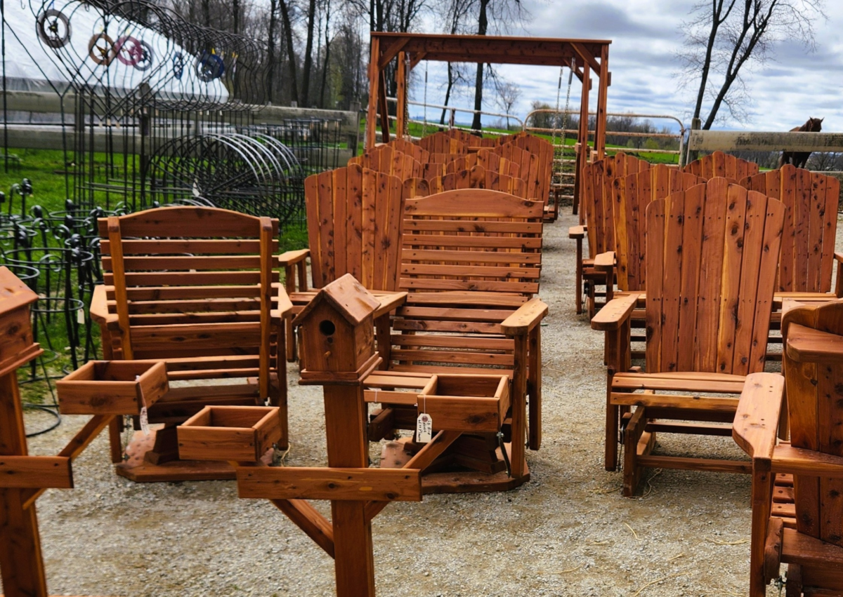 Handcrafted Amish wood patio chairs and outdoor furniture at Artisan Home Furnishings near St. Charles MN