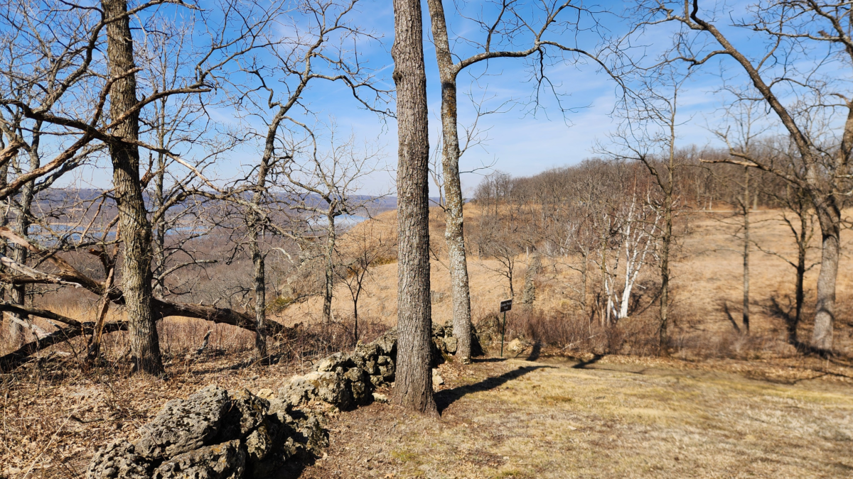 Wide landscape view near Cedar Point Trail at Nelson Dewey State Park
