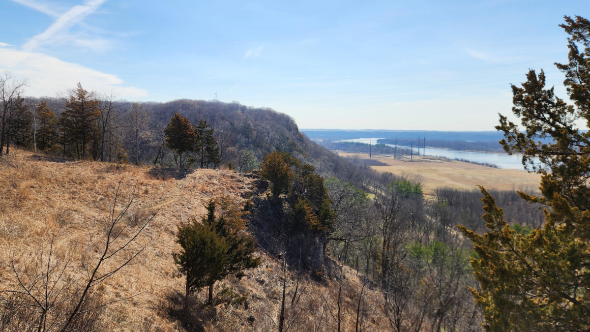 Cedar Point Trail bluff overlook at Nelson Dewey State Park