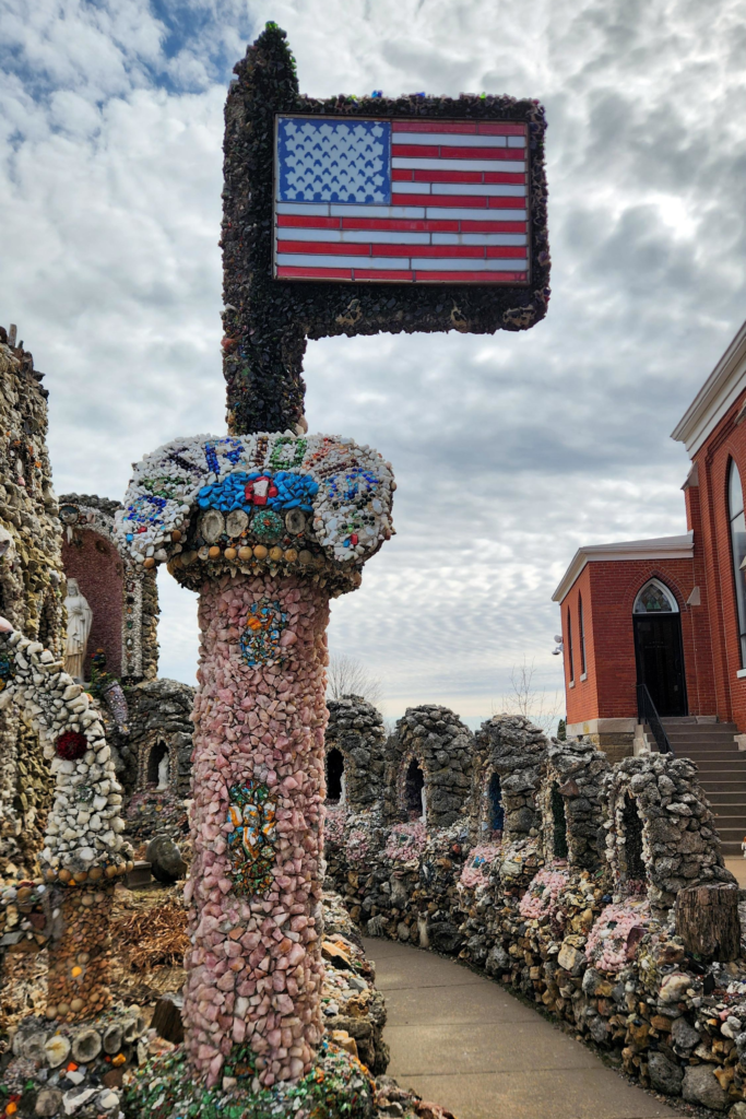 American flag mosaic sculpture at Dickeyville Grotto in Wisconsin