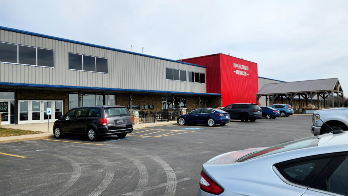 Outside view of Toppling Goliath Brewing Co brewery and taproom in Decorah Iowa