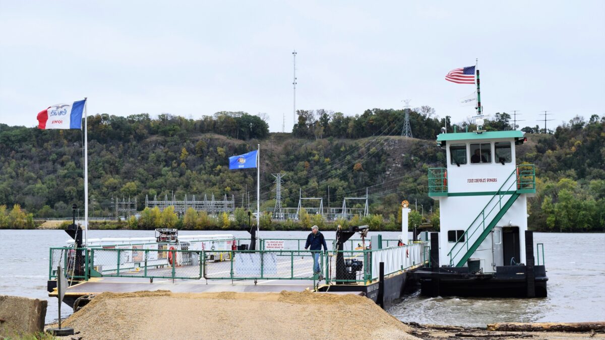 Cassville Car Ferry | Dohrn Travels The Cassville Car Ferry crossing the Mississippi River between Cassville, Wisconsin, and Iowa.