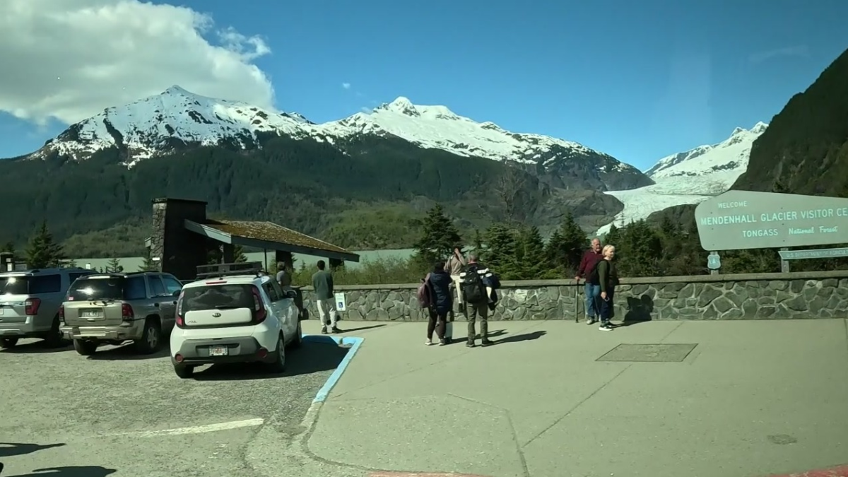 Mendenhall Glacier Visitor Center with glacier views in Juneau AlaskaMendenhall Glacier Visitor Center with glacier views in Juneau Alaska
