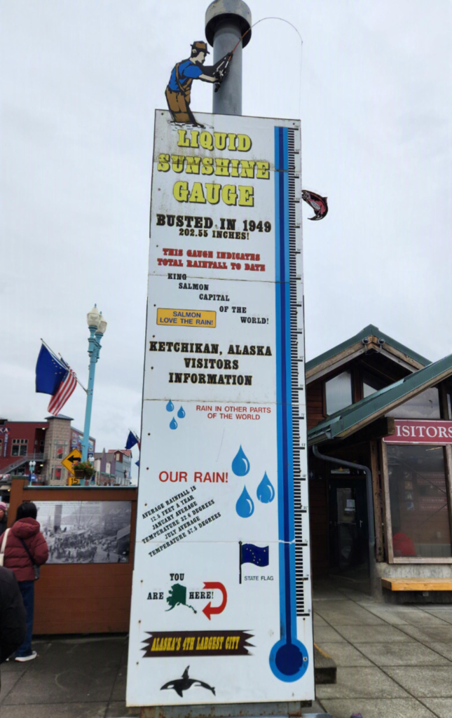 Liquid Sunshine Gauge rainfall display in downtown Ketchikan, Alaska.