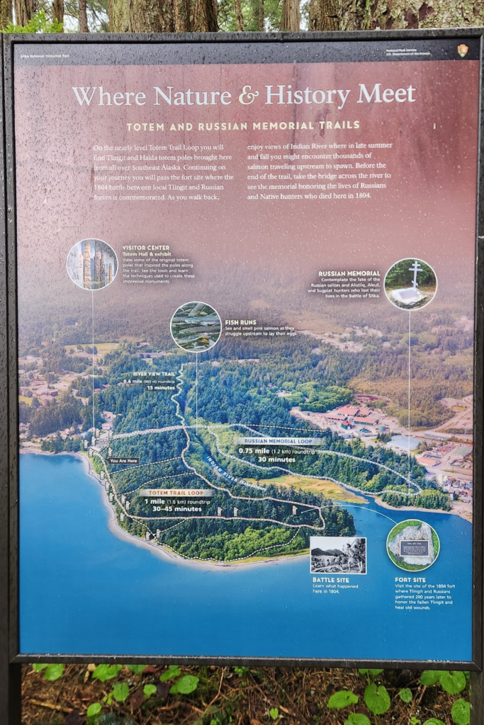 Sitka National Historical Park map showing Totem Trail and Russian Memorial Trail