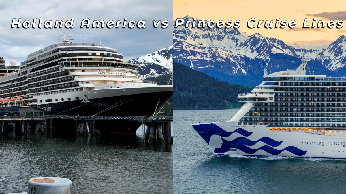 Holland America ship and Discovery Princess in Alaska for cruise line comparison