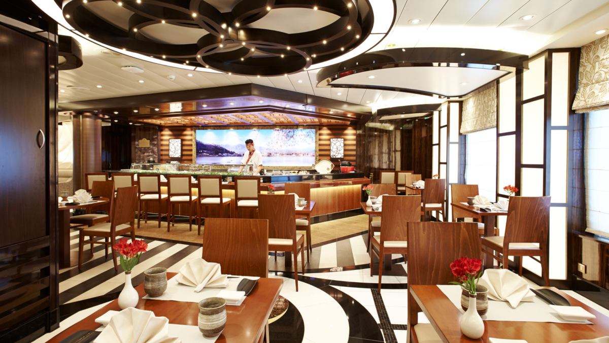 Kai Sushi specialty restaurant dining room on Diamond Princess